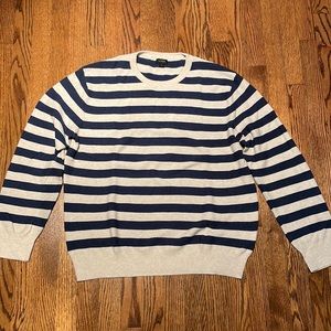 J. Crew cotton Garter Stitch Crewneck Sweater striped